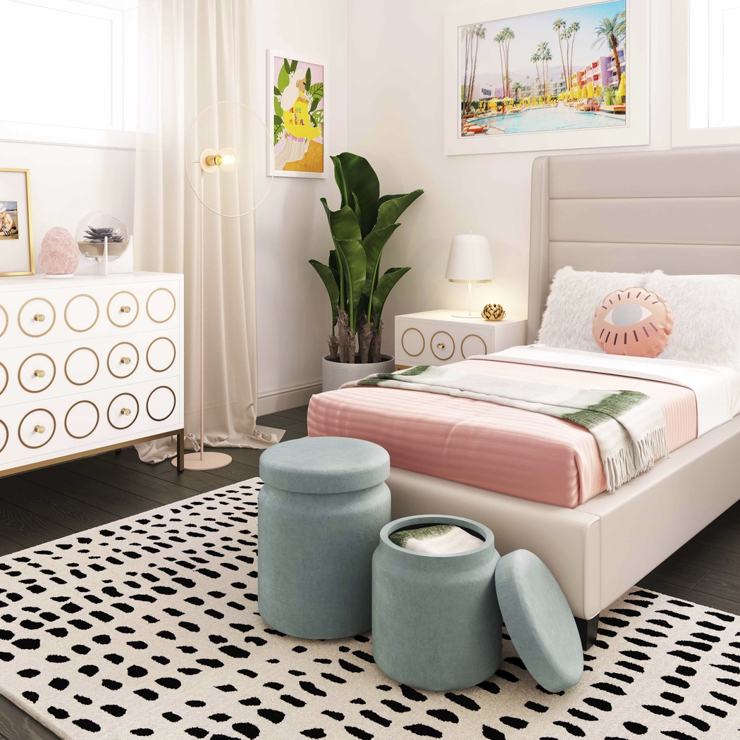 Waynetta Blue Storage Ottoman, Set of 2 - Thumbnail - Image 2