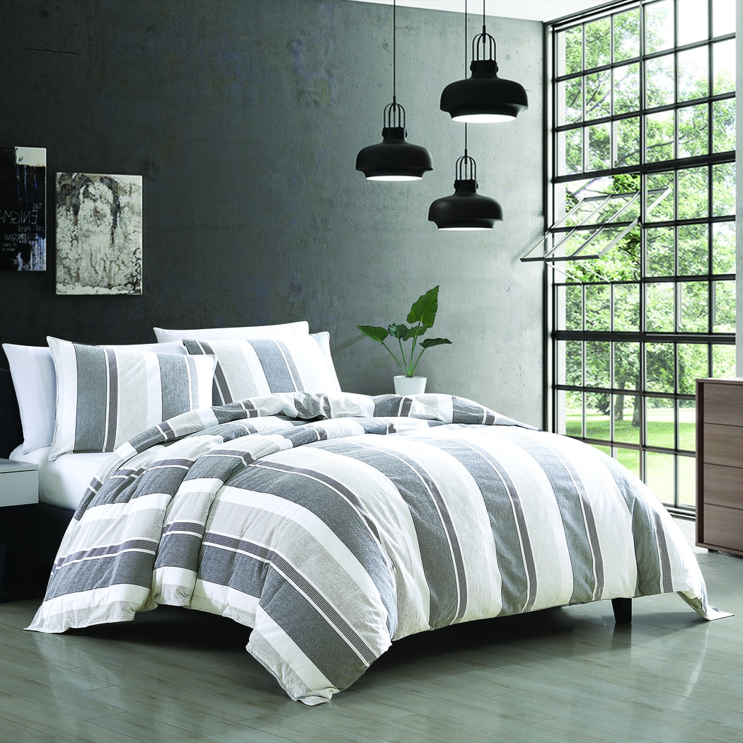 Weatherbee Gray Blue 3 Pc King Comforter Set - Thumbnail - Image 1