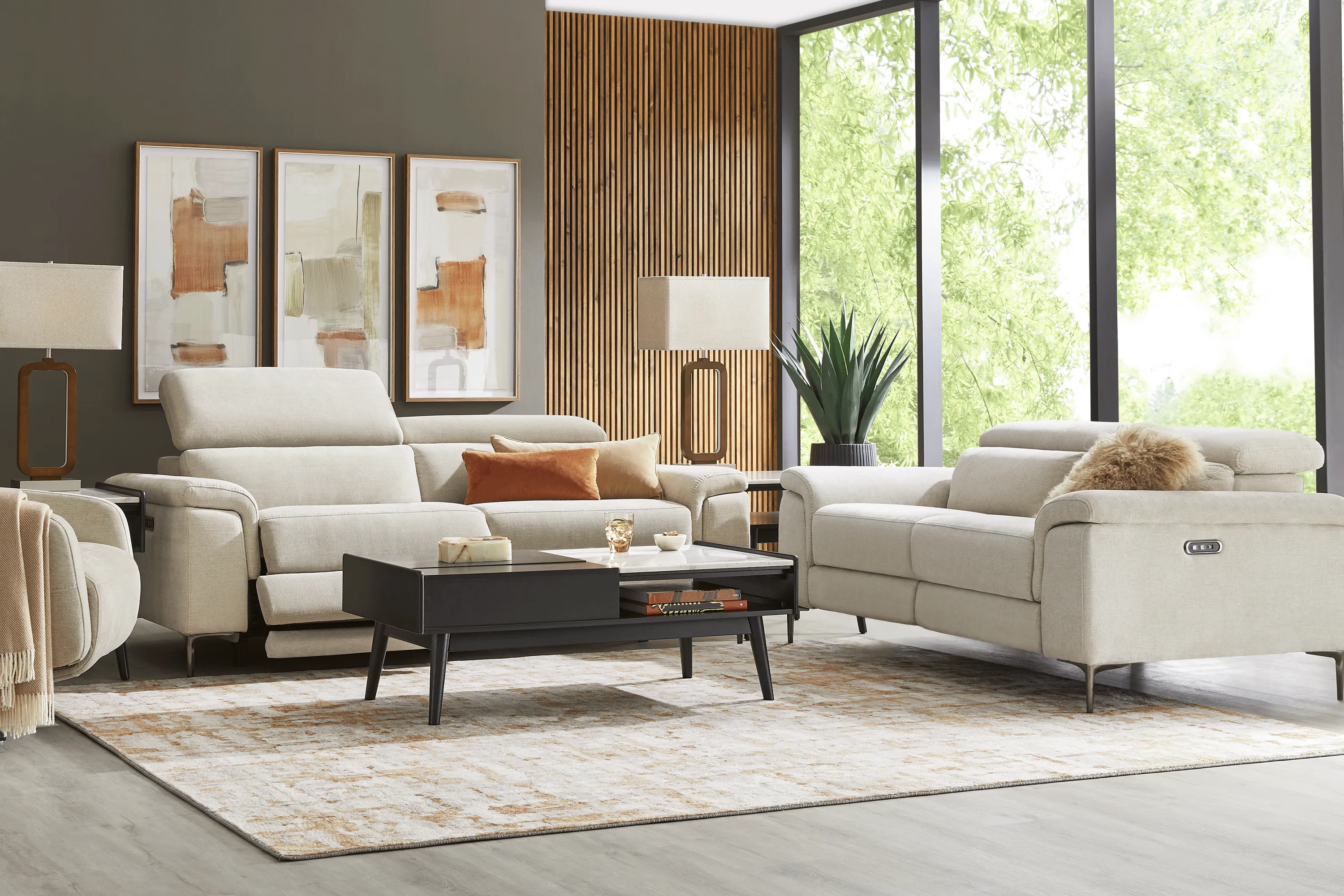 Weatherford Park Beige 5 Pc Dual Power Reclining Living Room - Thumbnail - Image 1