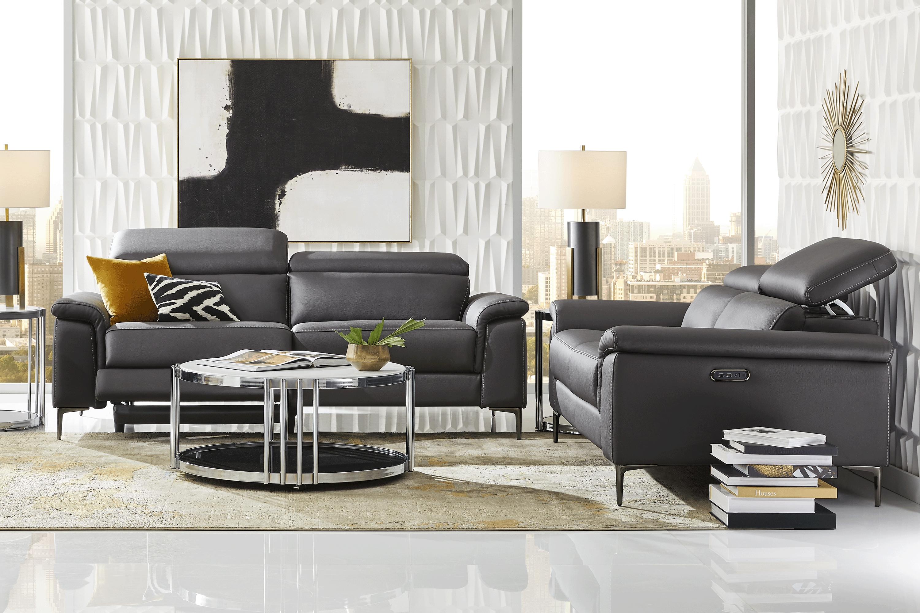 Weatherford Park Black 7 Pc Dual Power Reclining Living Room - Thumbnail - Image 1