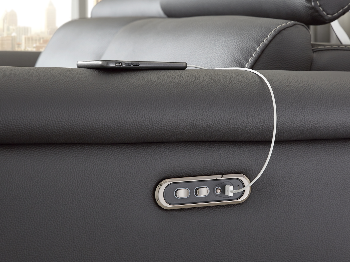 Weatherford Park Black 7 Pc Dual Power Reclining Living Room - Thumbnail - Image 7