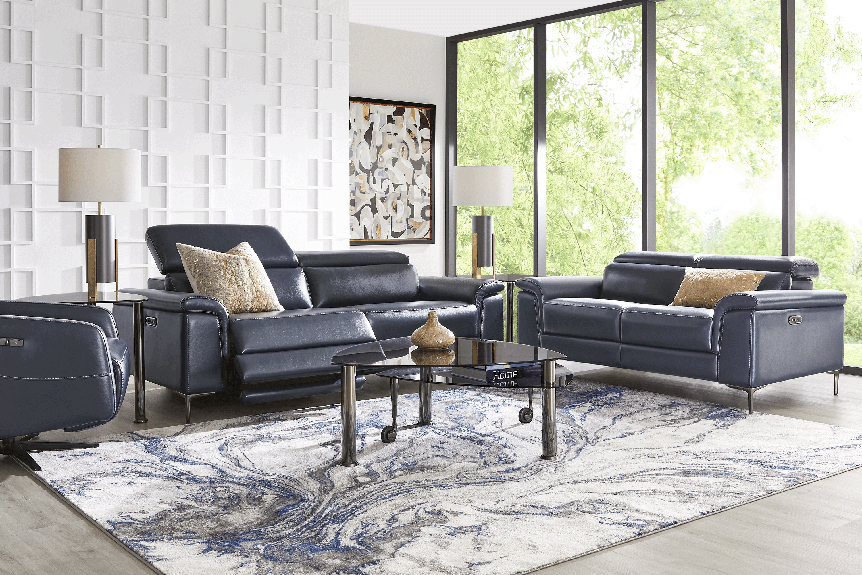 Weatherford Park Blue 2 Pc Dual Power Reclining Living Room - Thumbnail - Image 1