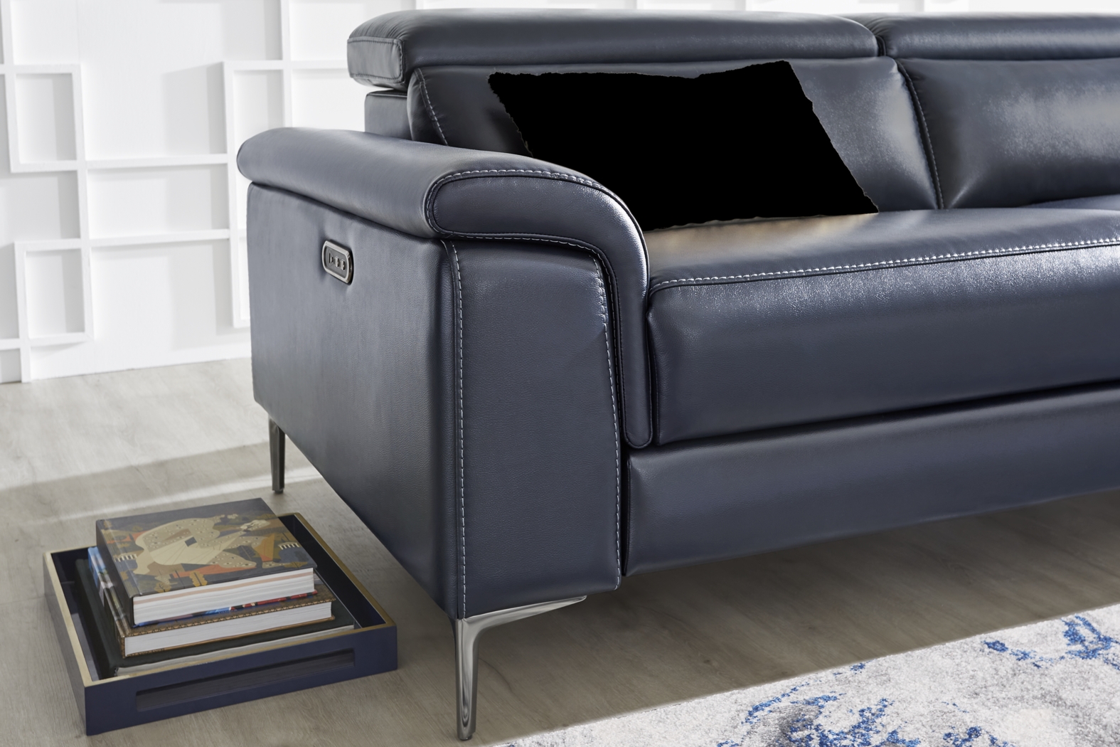Weatherford Park Blue Dual Power Reclining Sofa - Thumbnail - Image 4