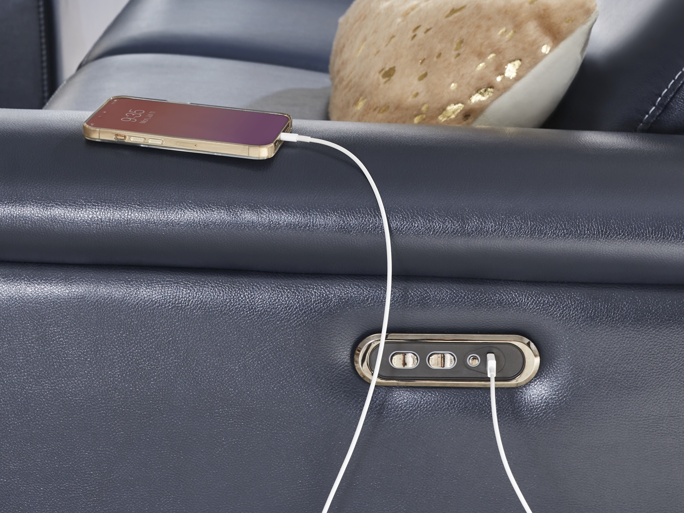 Weatherford Park Blue 5 Pc Dual Power Reclining Living Room - Thumbnail - Image 7