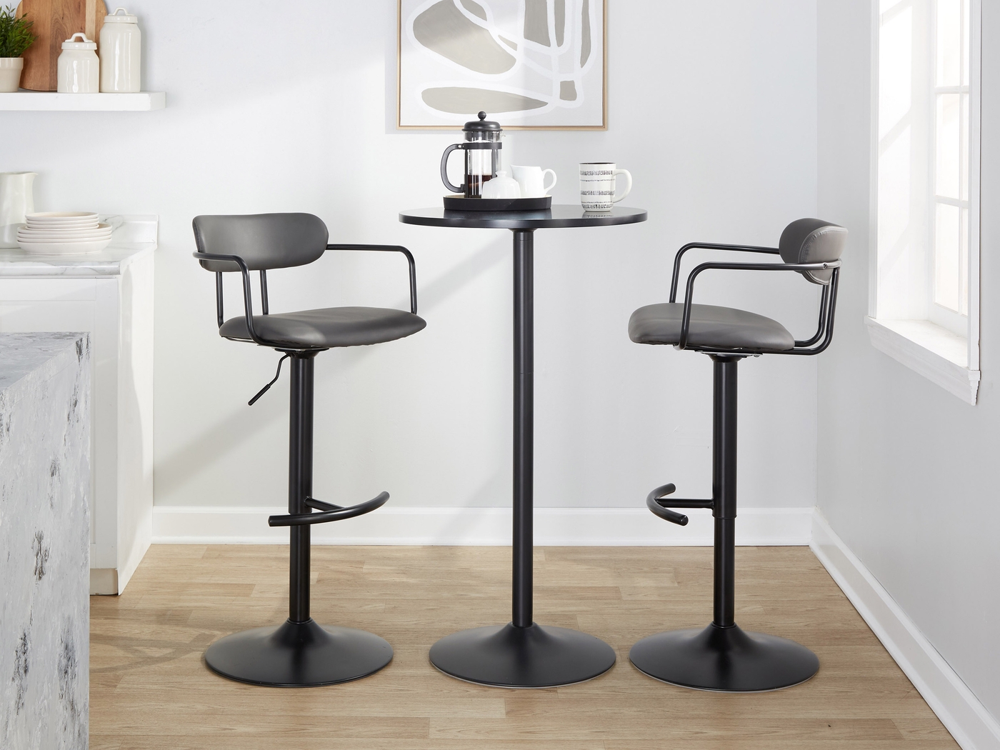 Wedgefeild II Gray Adjustable Barstool, Set of 2 - Thumbnail - Image 2