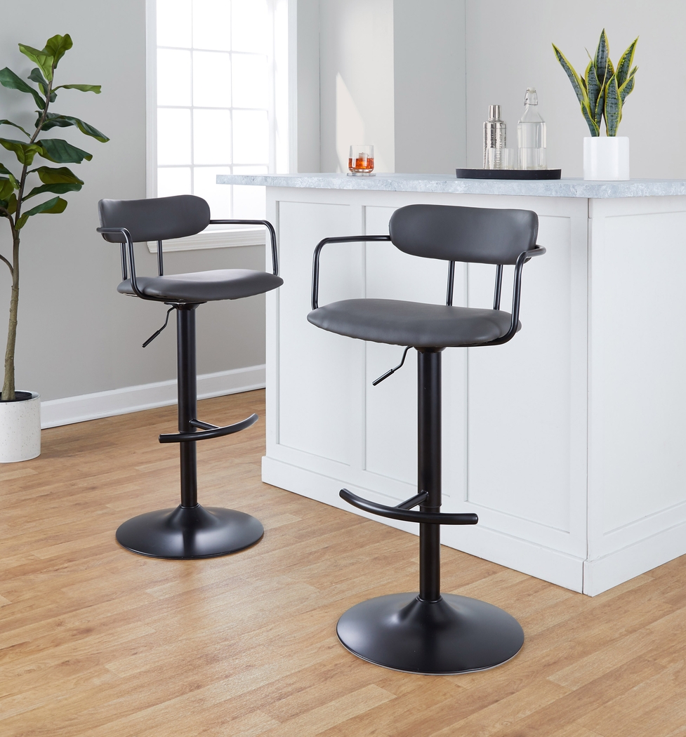 Wedgefeild II Gray Adjustable Barstool, Set of 2 - Thumbnail - Image 3