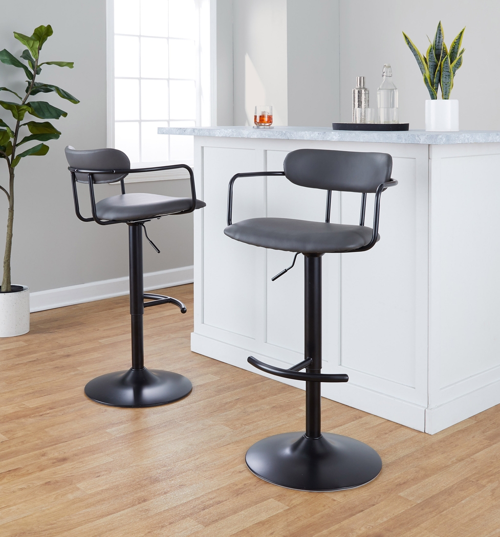 Wedgefeild II Gray Adjustable Barstool, Set of 2 - Thumbnail - Image 4