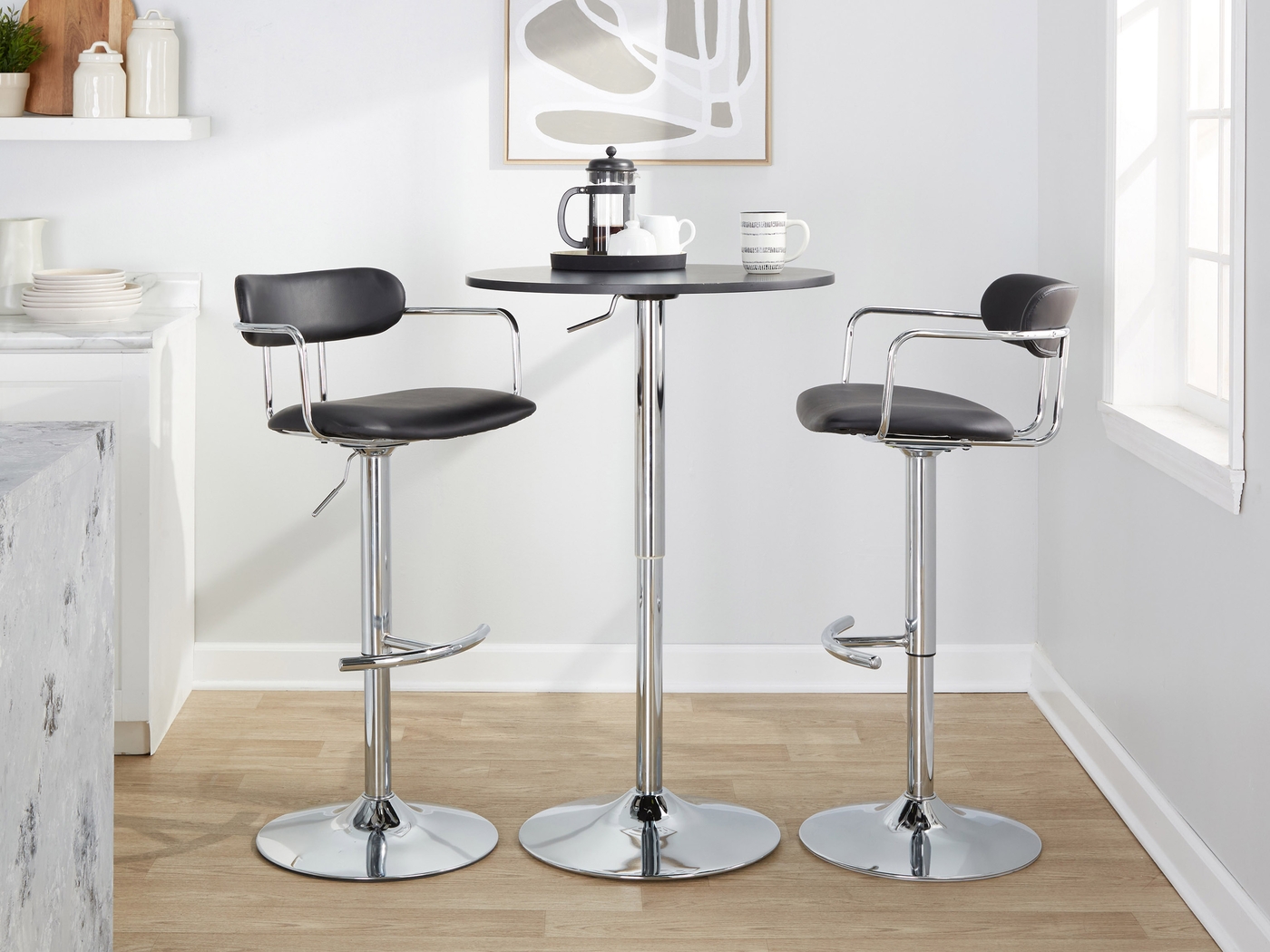 Wedgefeild IV Black Adjustable Barstool, Set of 2 - Thumbnail - Image 2