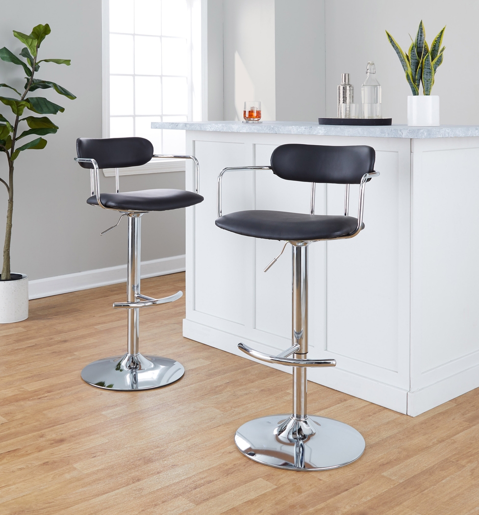 Wedgefeild IV Black Adjustable Barstool, Set of 2 - Thumbnail - Image 3