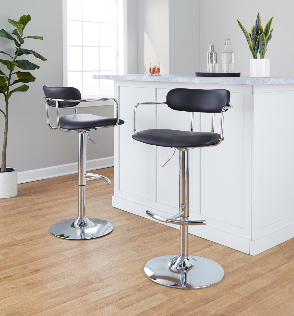 Wedgefeild IV Black Adjustable Barstool, Set of 2 - Thumbnail - Image 4