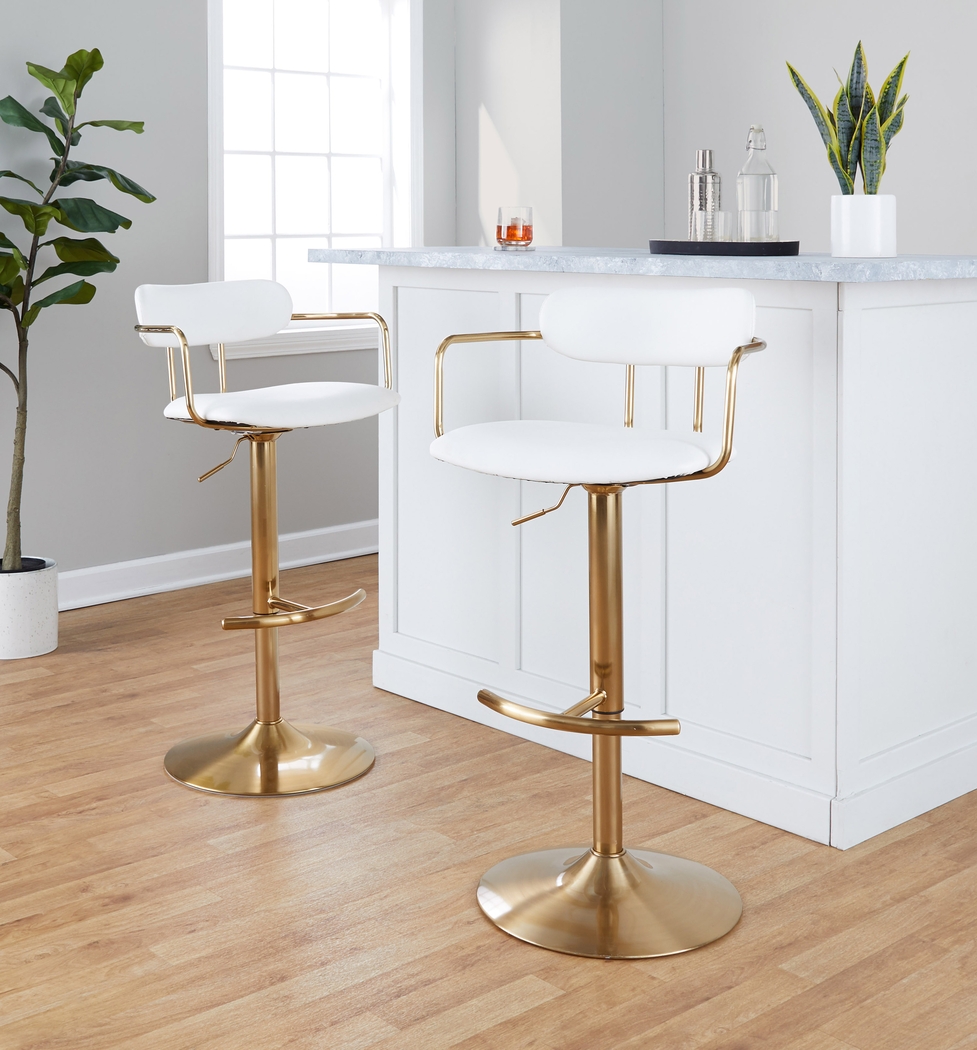 Wedgefield I White Adjustable Barstool, Set of 2 - Thumbnail - Image 4