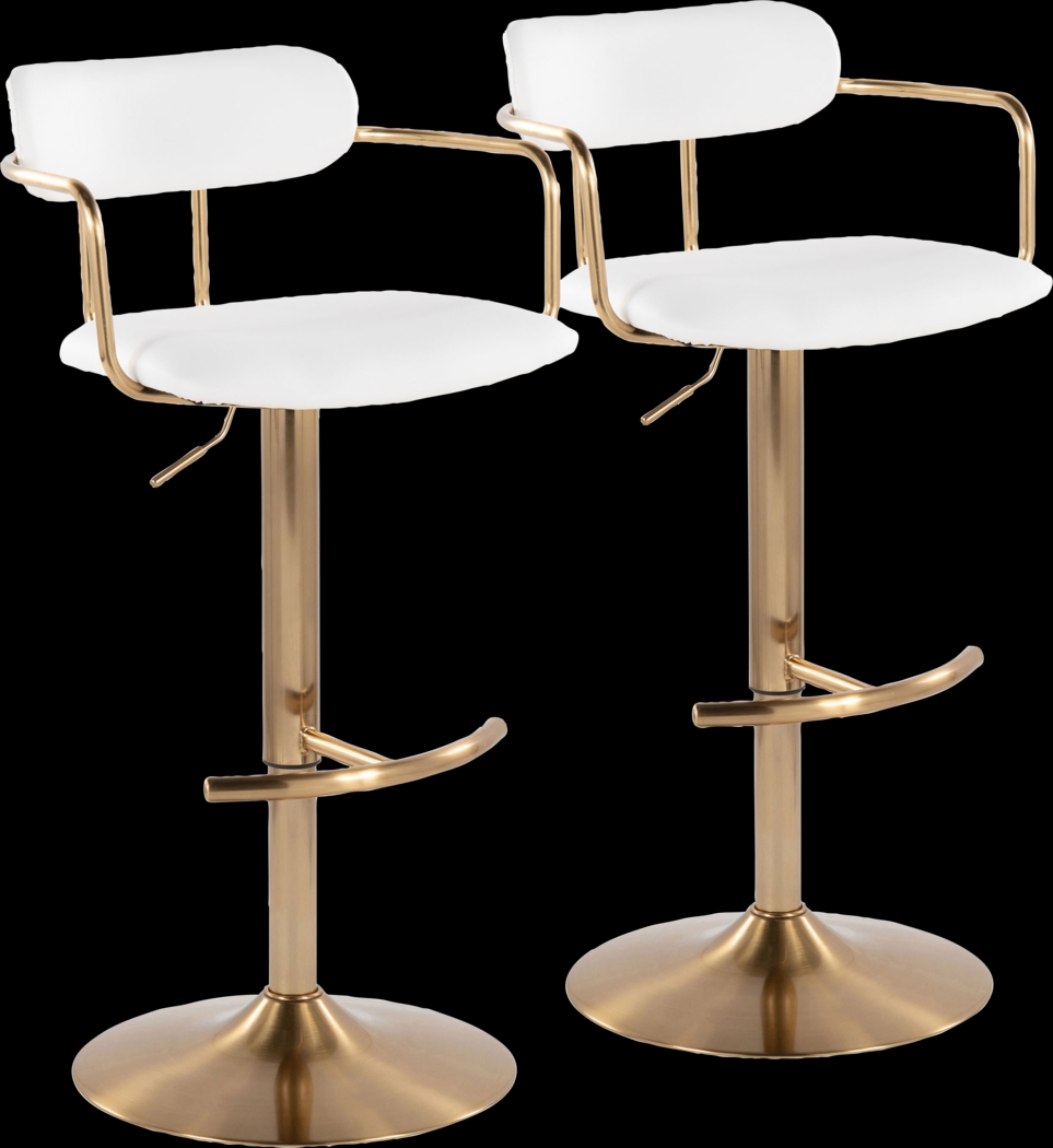 Wedgefield I White Adjustable Barstool, Set of 2 - Thumbnail - Image 1
