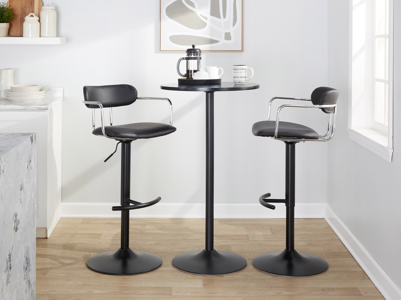 Wedgefield III Black Adjustable Barstool, Set of 2 - Thumbnail - Image 2