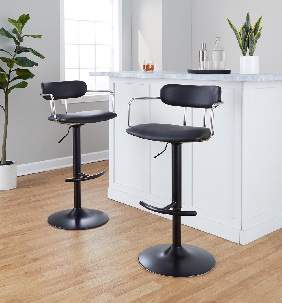 Wedgefield III Black Adjustable Barstool, Set of 2 - Thumbnail - Image 3