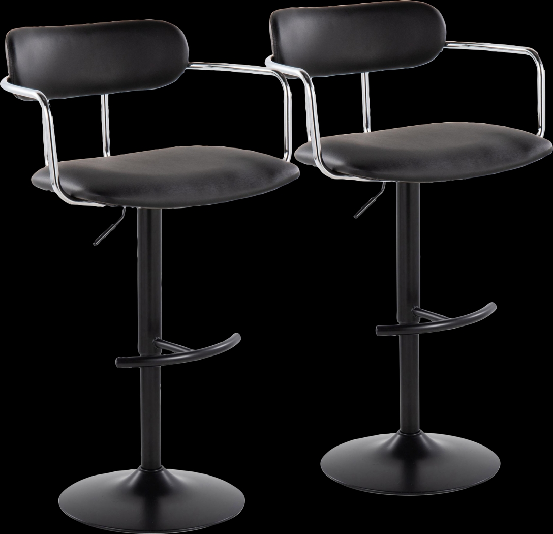Wedgefield III Black Adjustable Barstool, Set of 2 - Thumbnail - Image 1