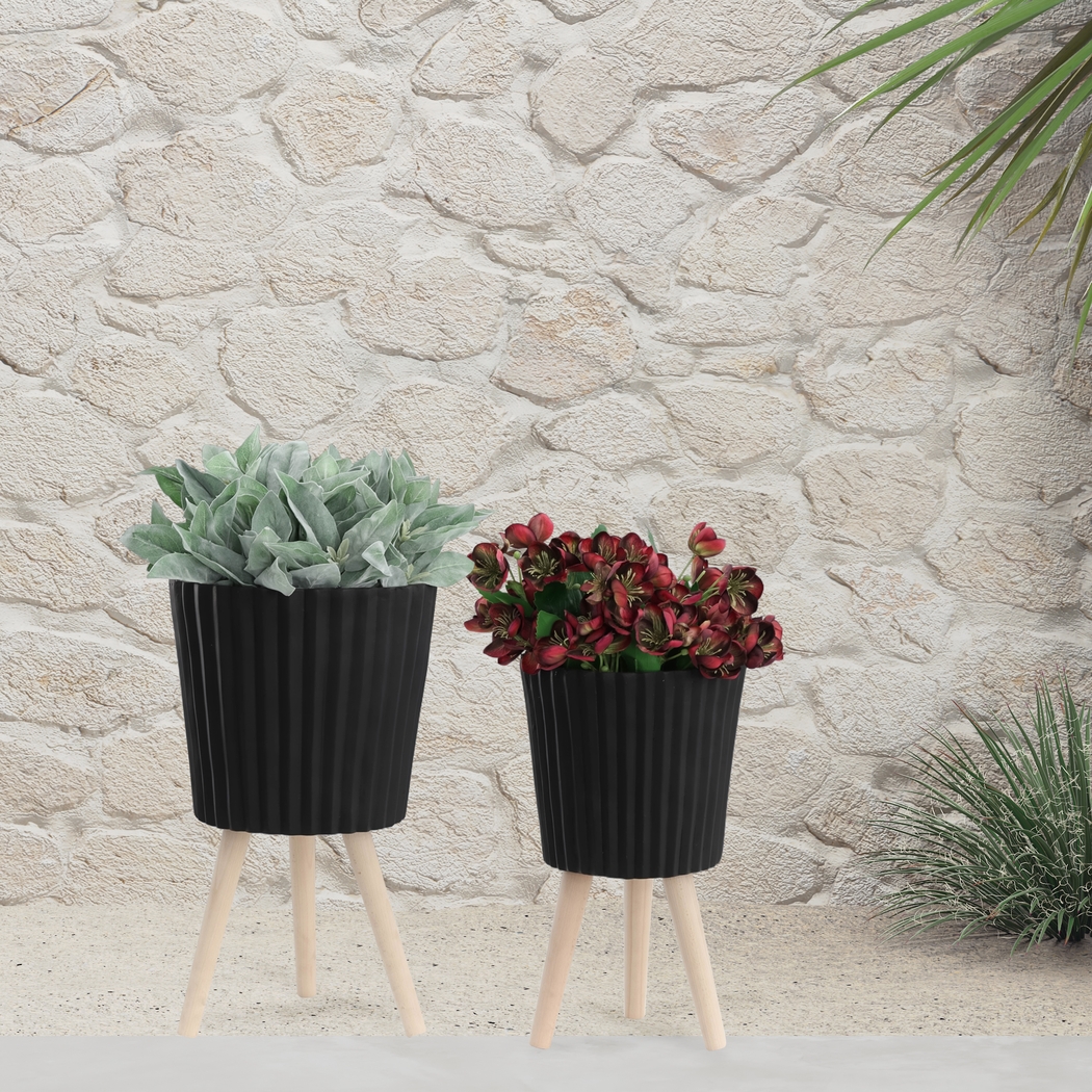 Weirton Black Planter, Set of 2 - Thumbnail - Image 2