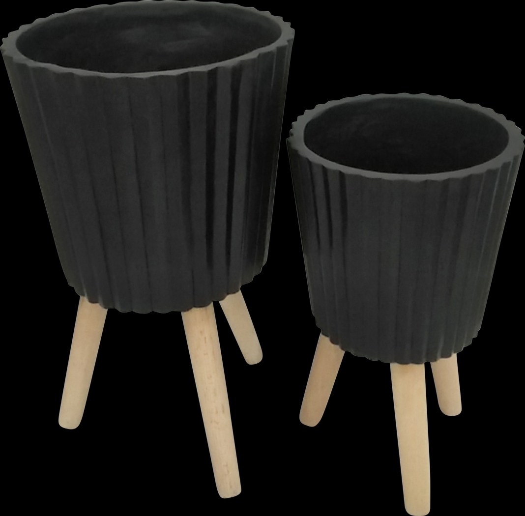 Weirton Black Planter, Set of 2 - Thumbnail - Image 1