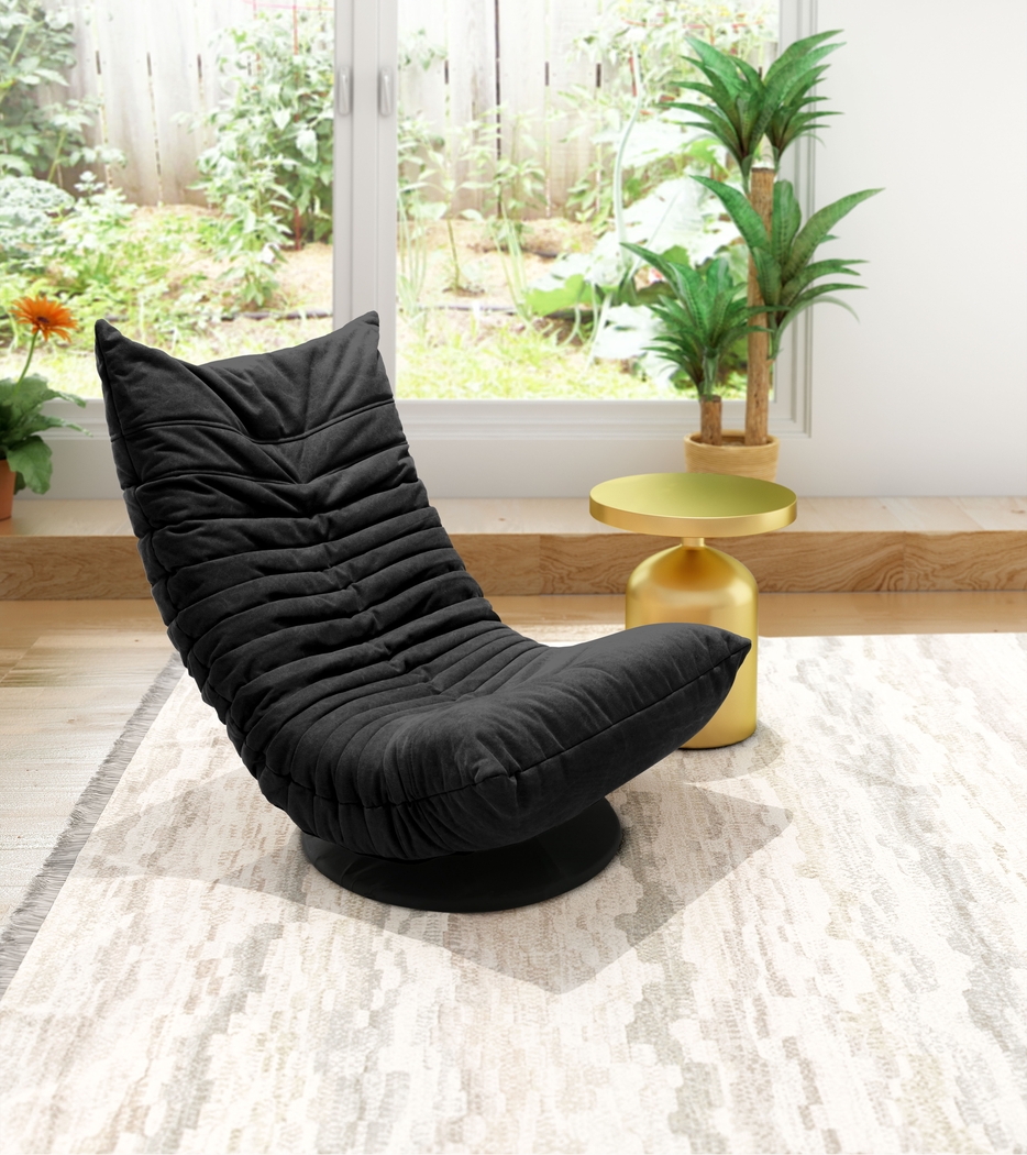 Weleber Black Low Swivel Chair - Thumbnail - Image 2