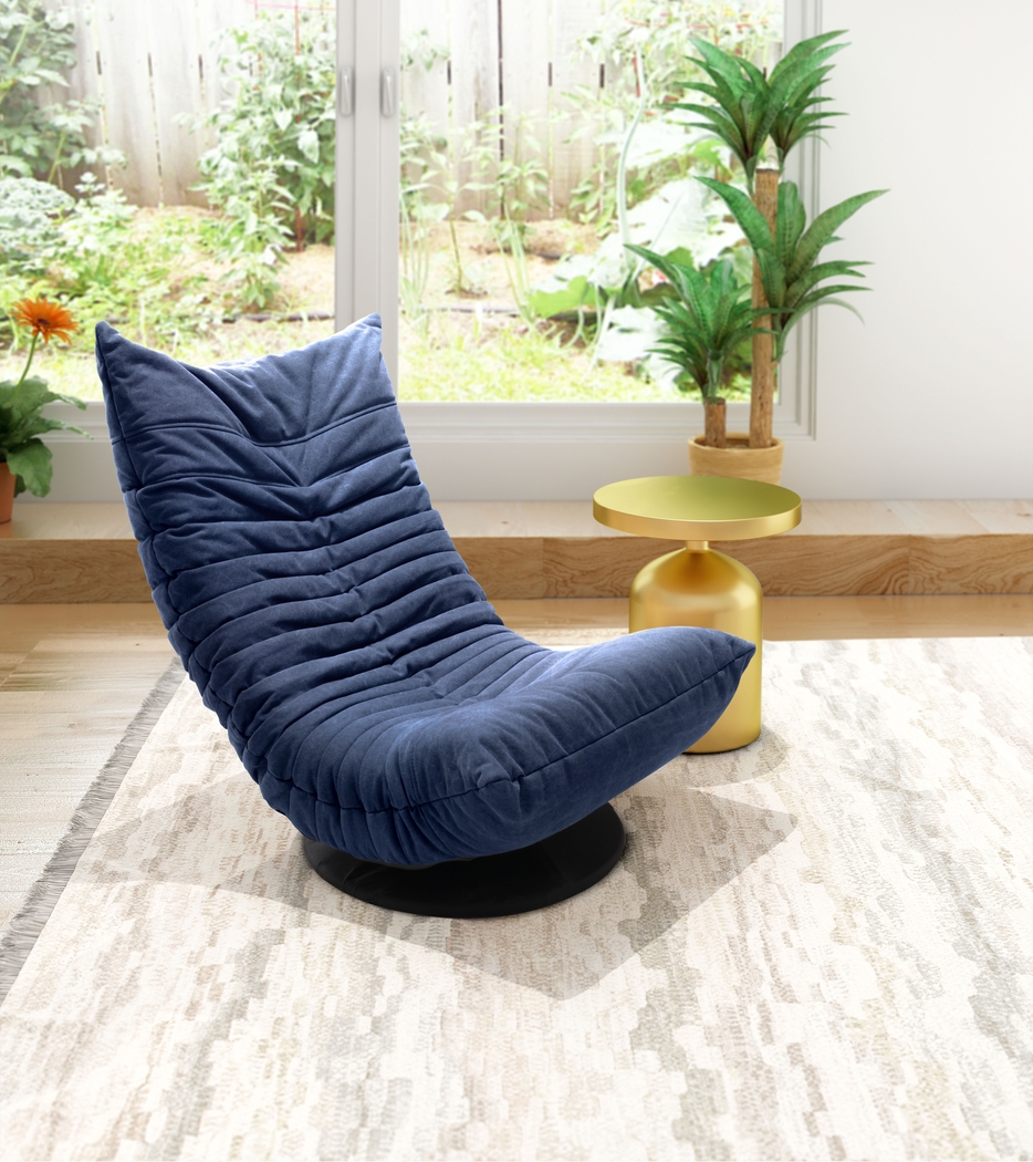 Weleber Blue Low Swivel Chair - Thumbnail - Image 2
