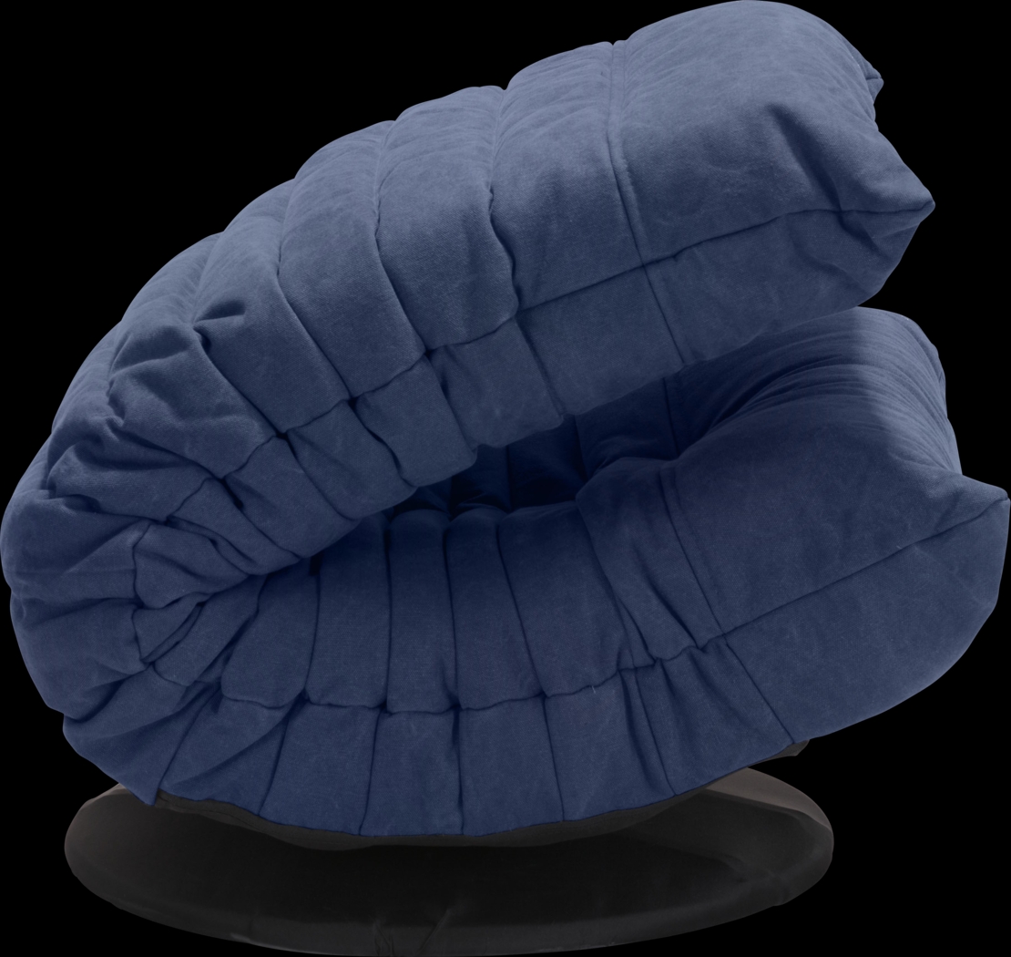 Weleber Blue Low Swivel Chair - Thumbnail - Image 3