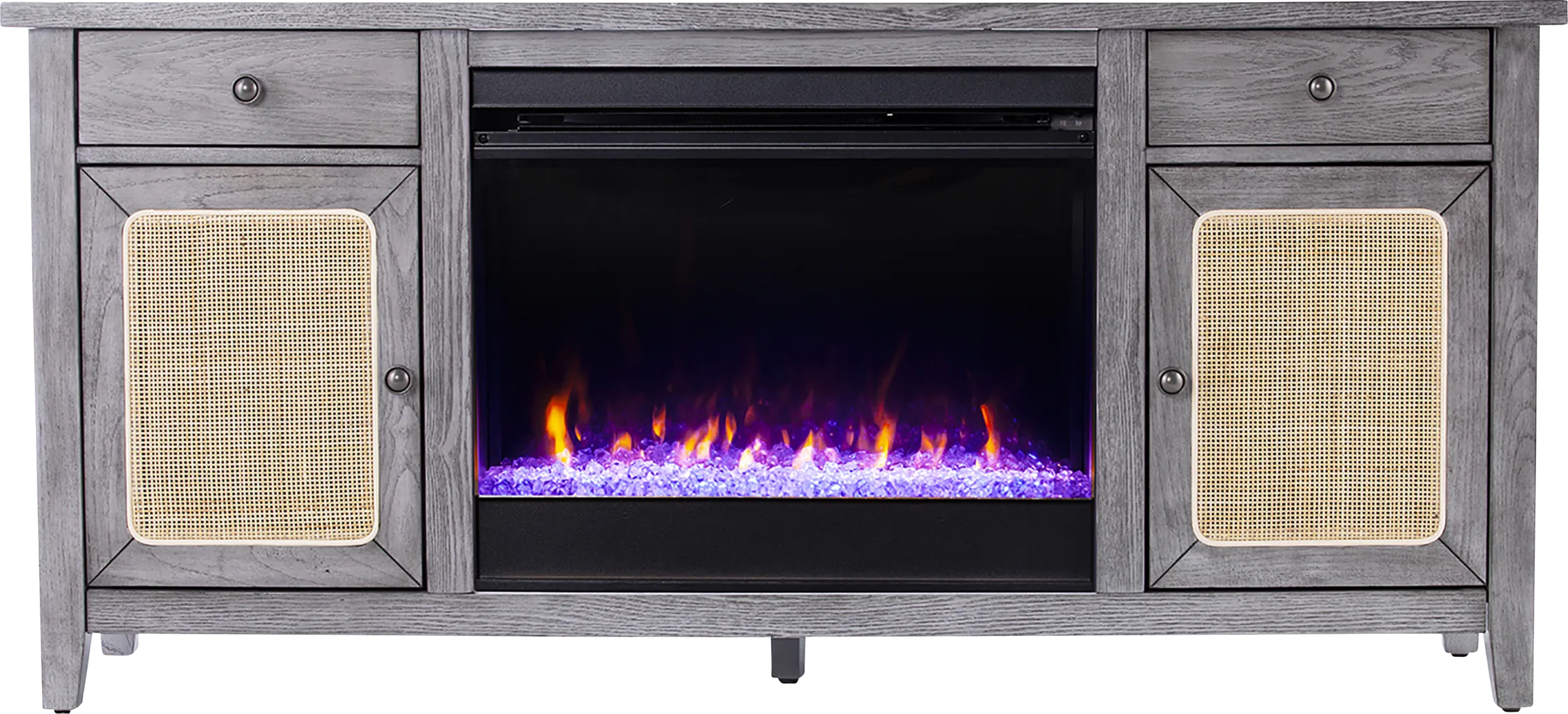 Welford I Gray 58 in. Console with Color Changing Fireplace - Thumbnail - Image 3
