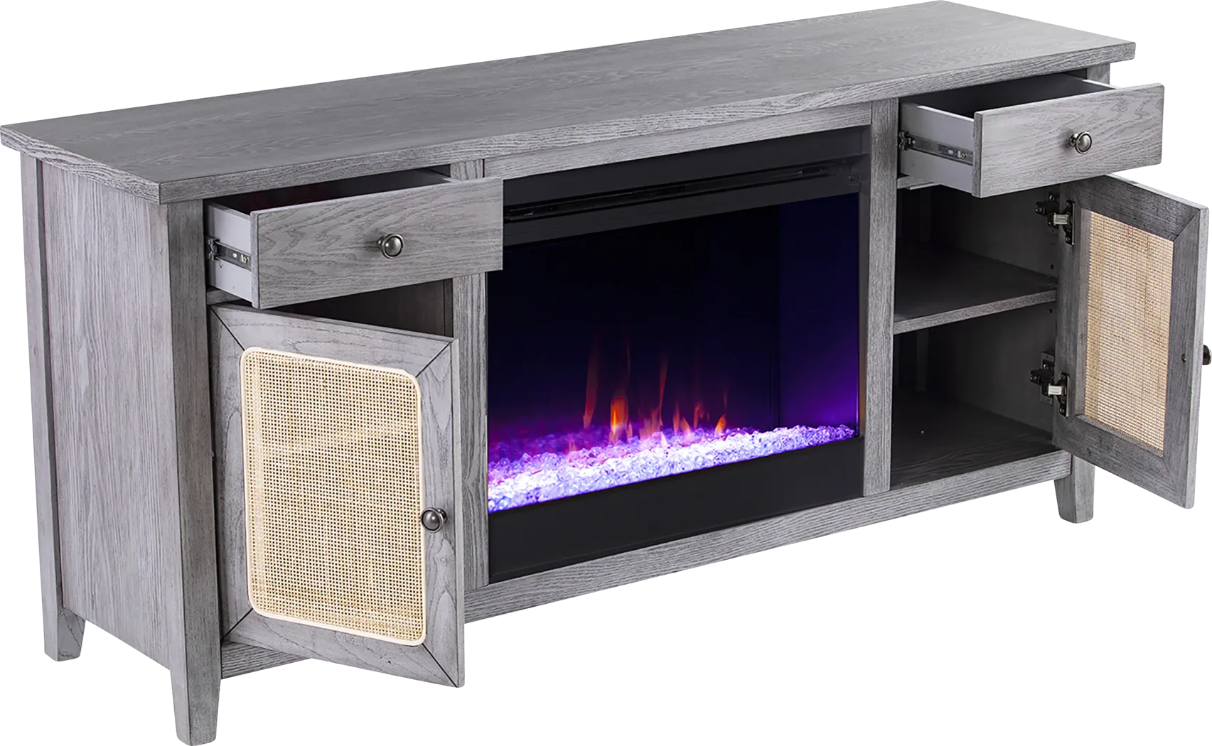 Welford I Gray 58 in. Console with Color Changing Fireplace - Image 5
