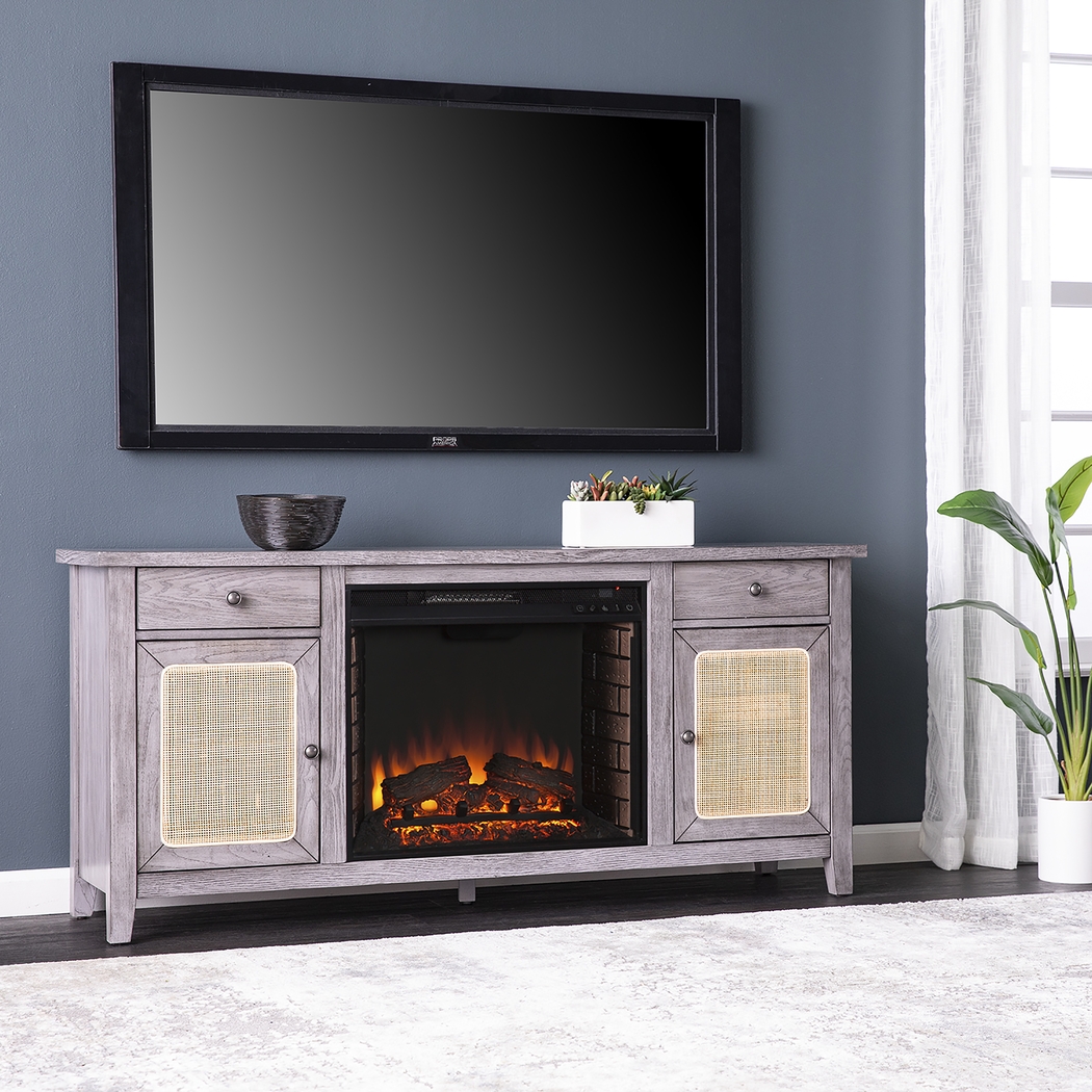 Welford II Gray 58 in. Console with Electric Fireplace - Thumbnail - Image 2