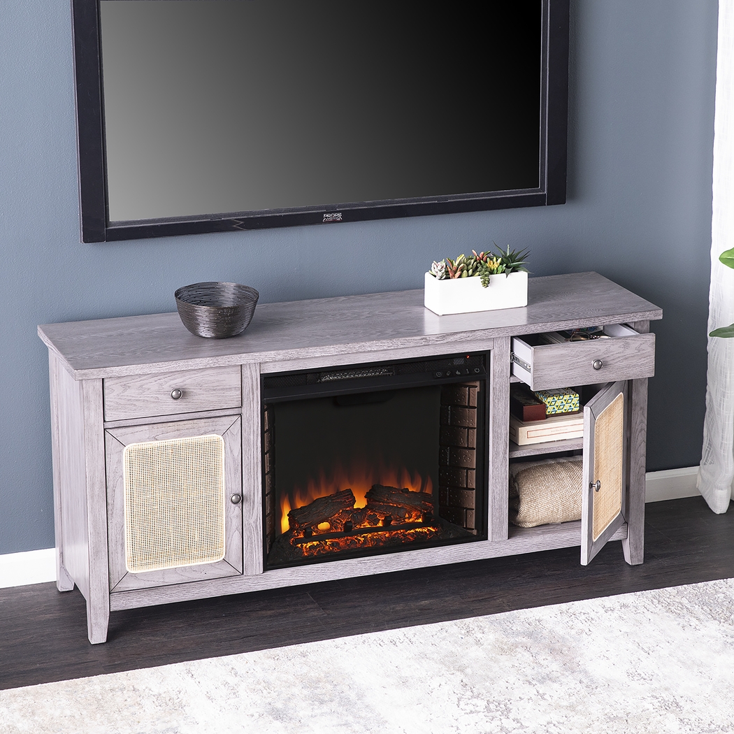Welford II Gray 58 in. Console with Electric Fireplace - Thumbnail - Image 4