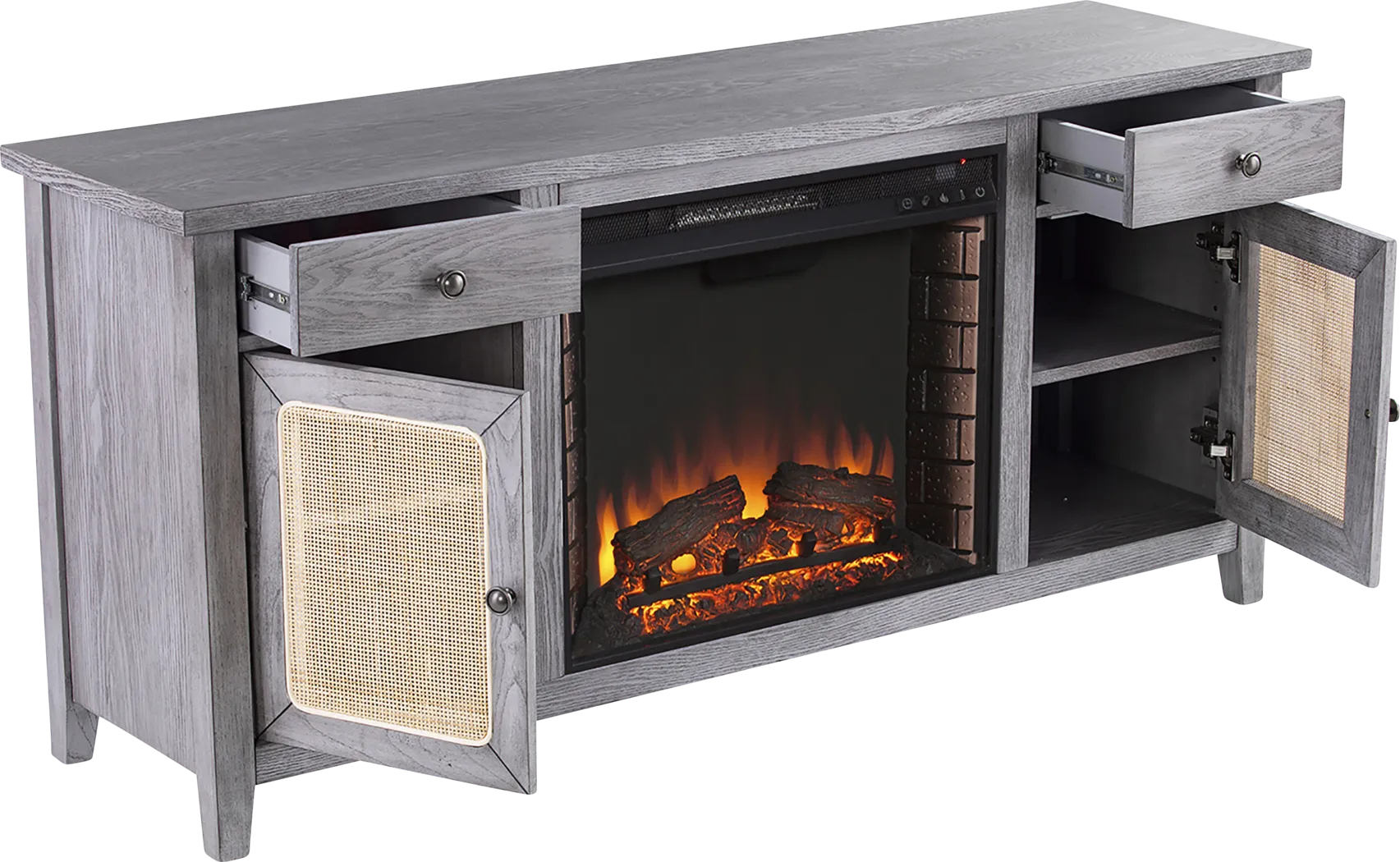 Welford II Gray 58 in. Console with Electric Fireplace - Image 5