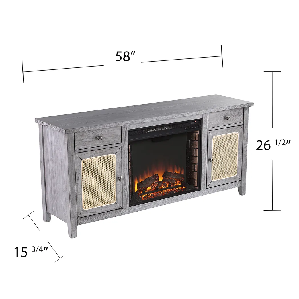 Welford II Gray 58 in. Console with Electric Fireplace - Image 6