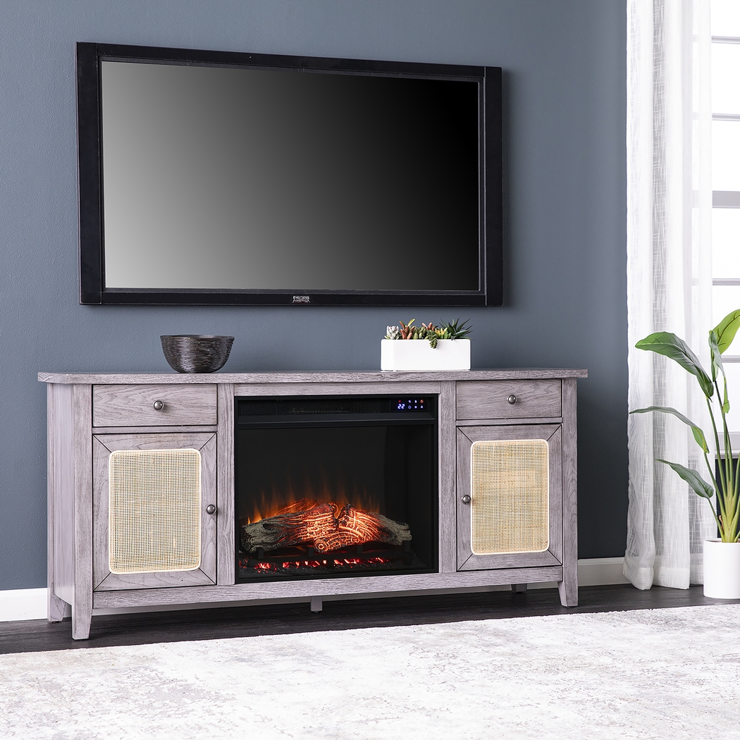 Welford IV Gray 58 in. Console with Touch Screen Electric Fireplace - Thumbnail - Image 2
