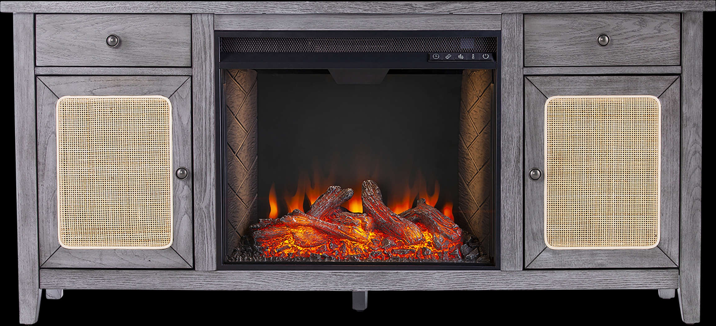 Welford III Gray 58 in. Console with Smart Fireplace - Thumbnail - Image 3