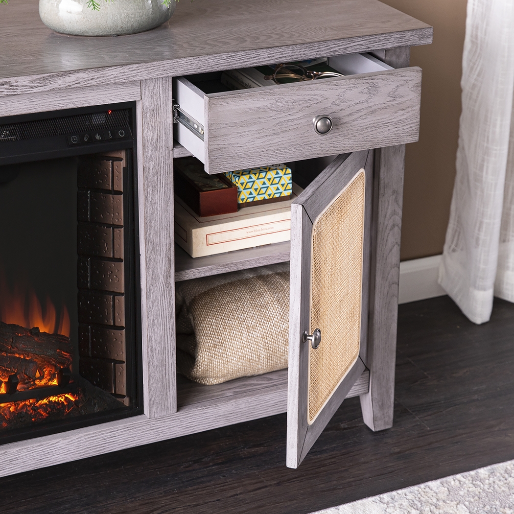 Welford III Gray 58 in. Console with Smart Fireplace - Thumbnail - Image 4