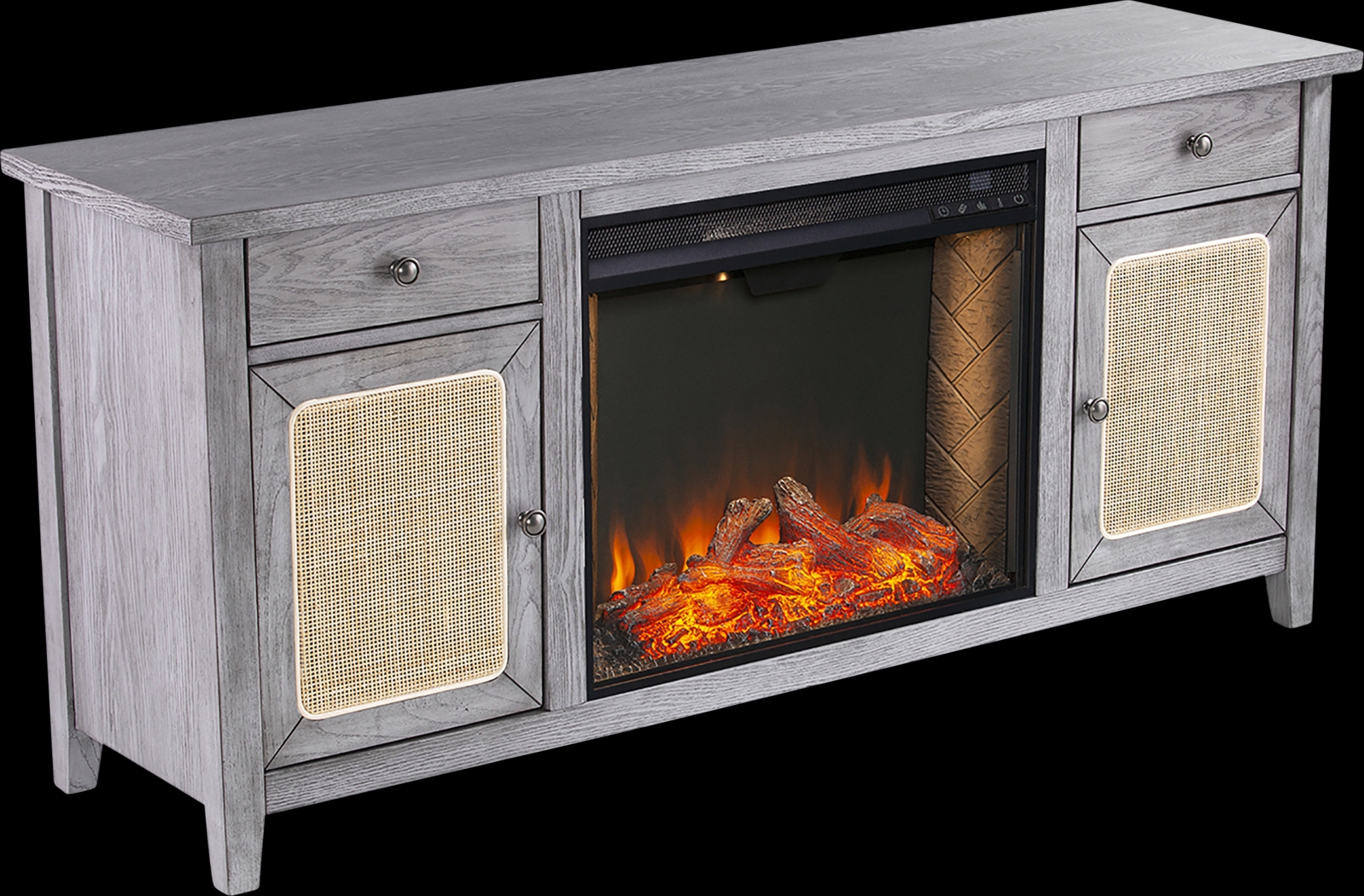 Welford III Gray 58 in. Console with Smart Fireplace - Thumbnail - Image 1