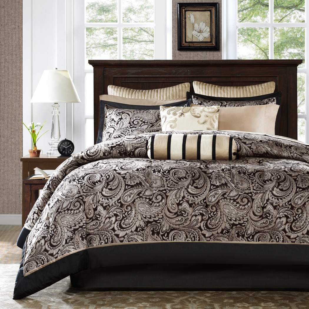 Wellesy Black 12 Pc King Comforter Set - Thumbnail - Image 1