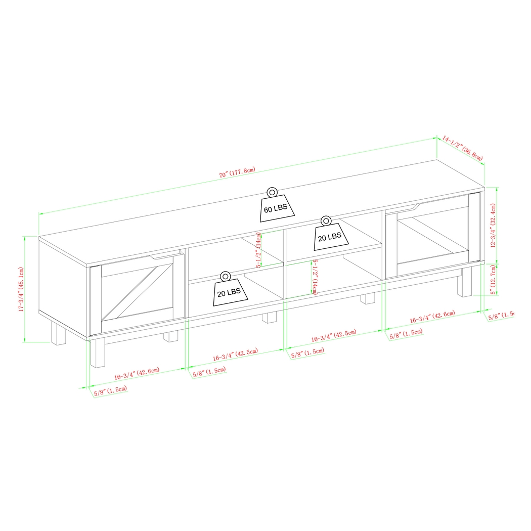 Wenonah Gray 70 in. Console - Thumbnail - Image 5
