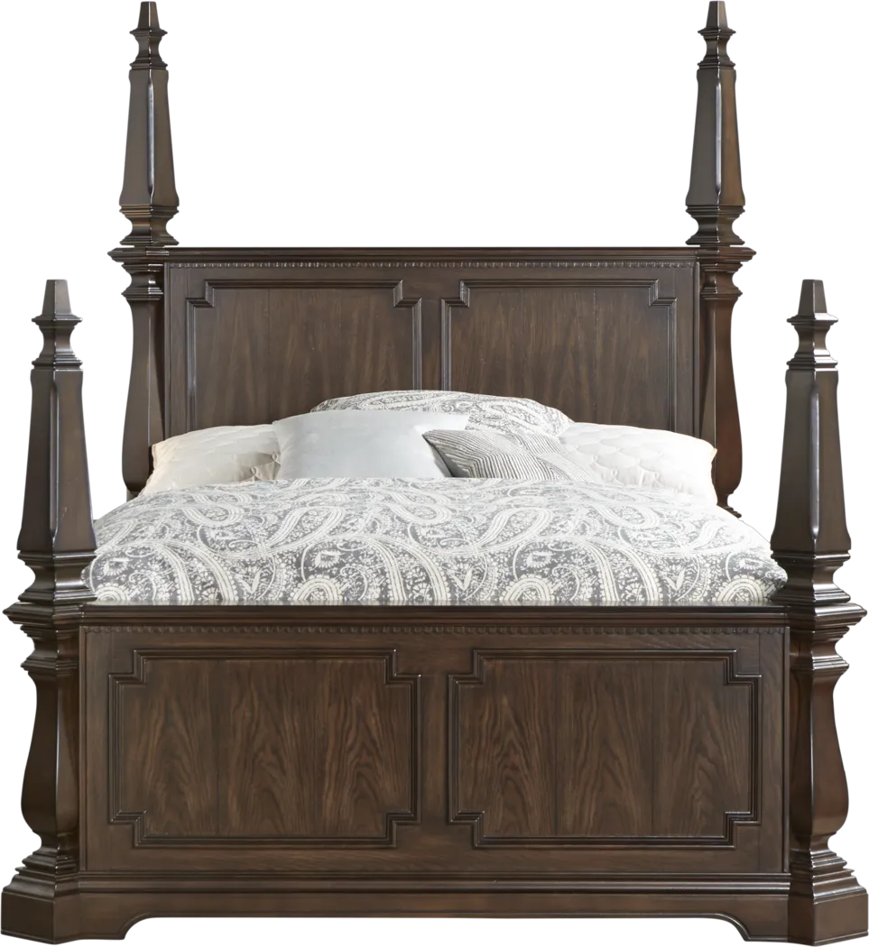 Wentworth Tobacco 4 Pc King Poster Bed - Thumbnail - Image 1