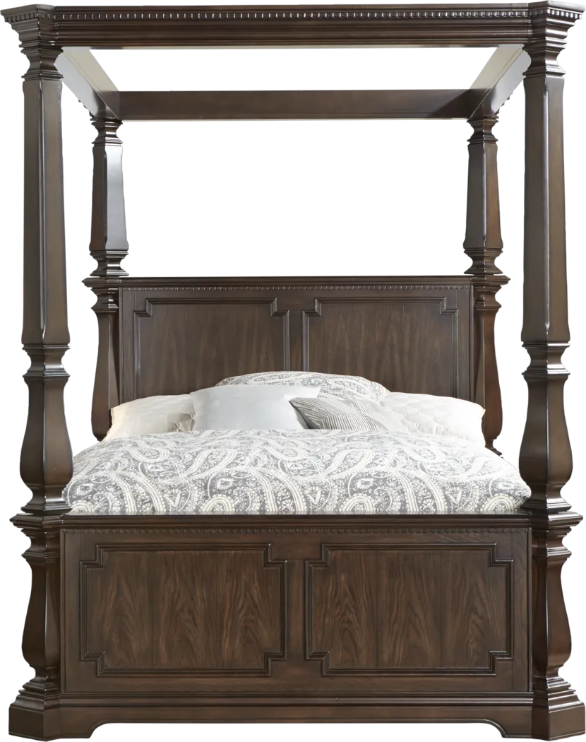 Wentworth Tobacco 4 Pc Queen Canopy Bed - Thumbnail - Image 1