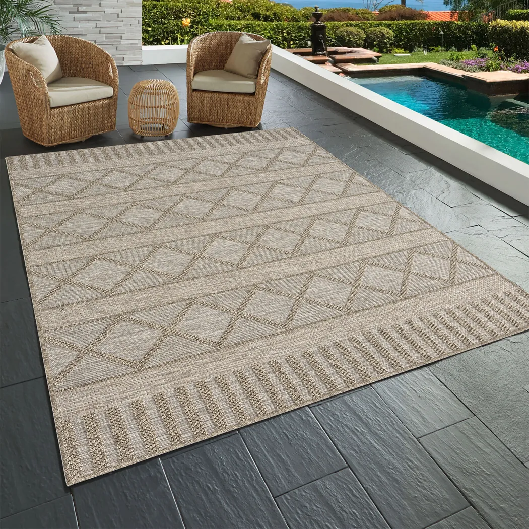 Wesnach Tan 5' x 7' Indoor/Outdoor Rug - Image 10