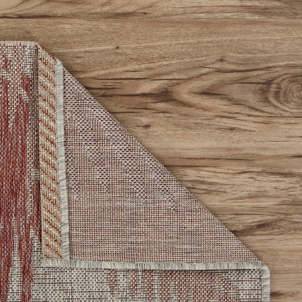 Wesnet Red/Beige 5' x 7' Indoor/Outdoor Rug - Thumbnail - Image 5