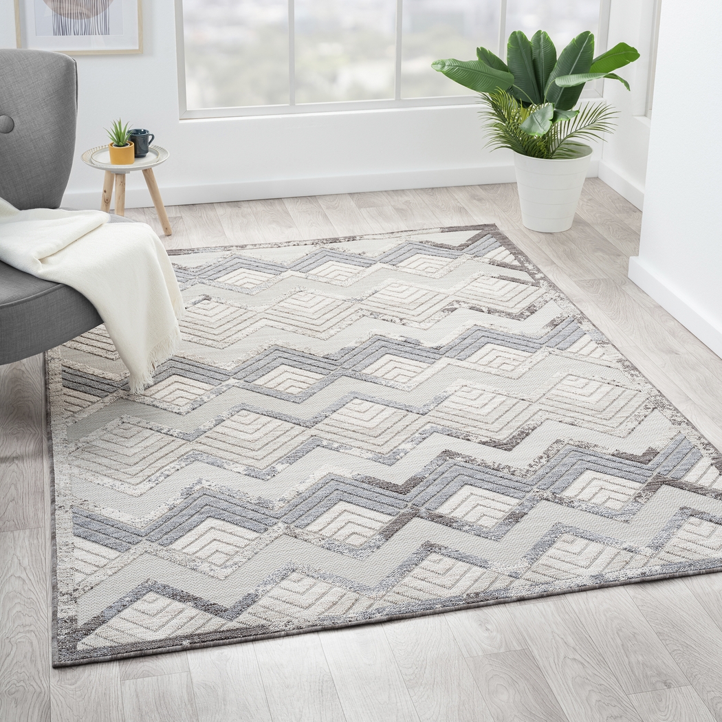 Wessard Blue/Ivory 7'10 x 8'10 Indoor/Outdoor Rug - Thumbnail - Image 3