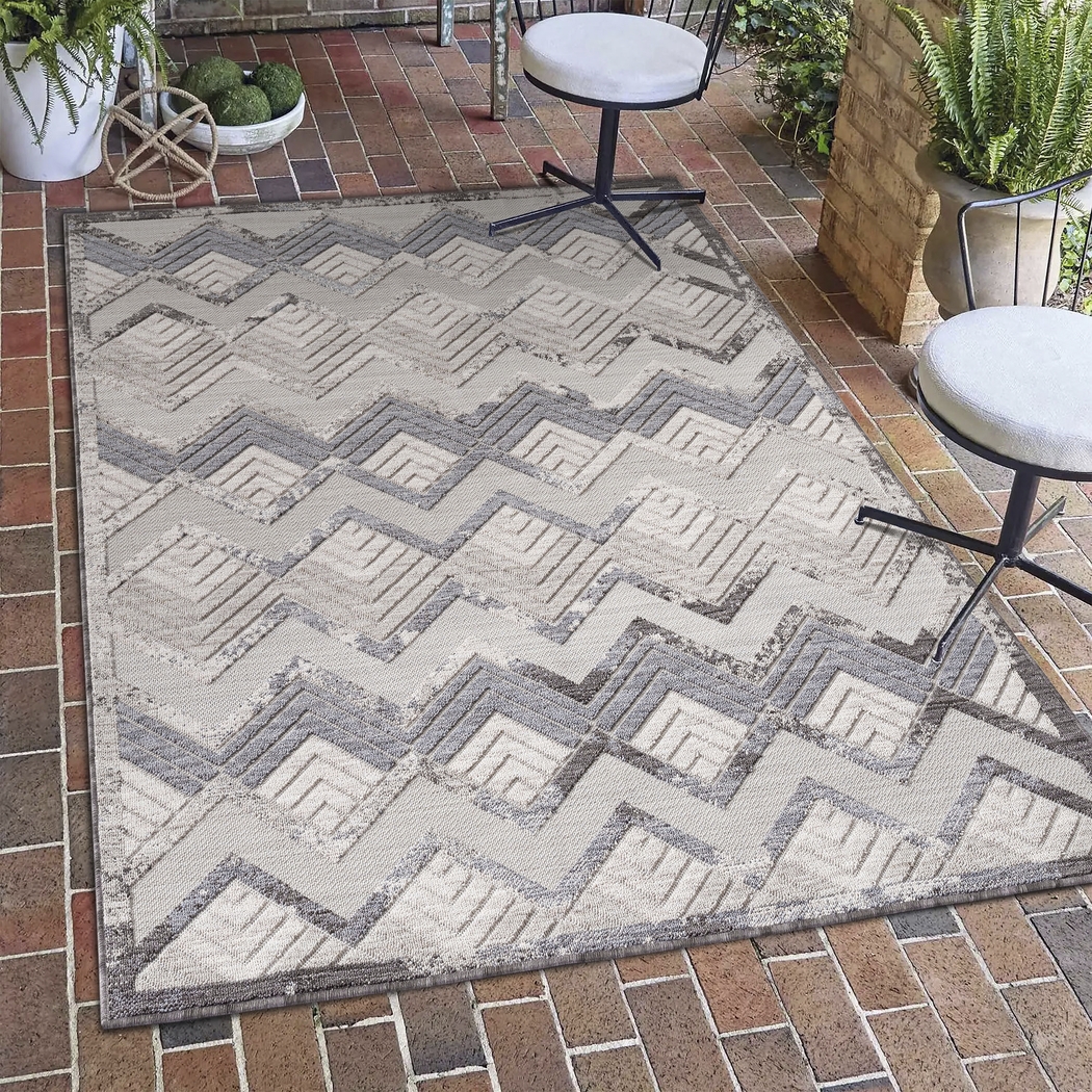 Wessard Blue/Ivory 7'10 x 8'10 Indoor/Outdoor Rug - Thumbnail - Image 4