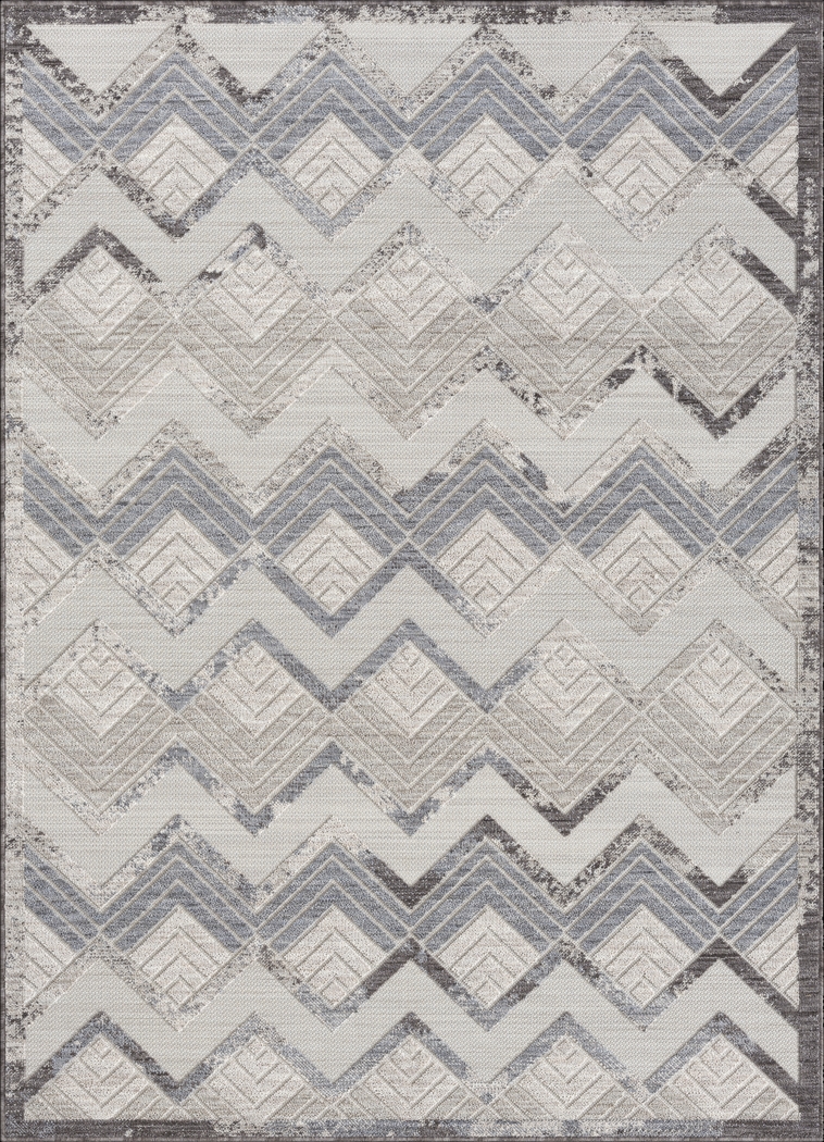 Wessard Blue/Ivory 7'10 x 8'10 Indoor/Outdoor Rug - Thumbnail - Image 1