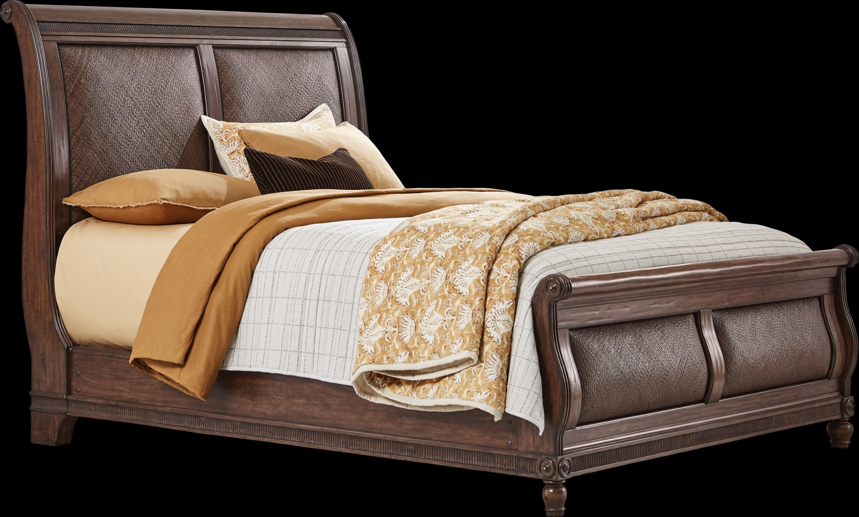 West Indies Brown 5 Pc King Sleigh Bedroom - Thumbnail - Image 2