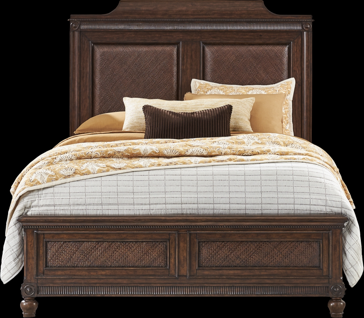 West Indies Brown 3 Pc Queen Panel Bed - Thumbnail - Image 1