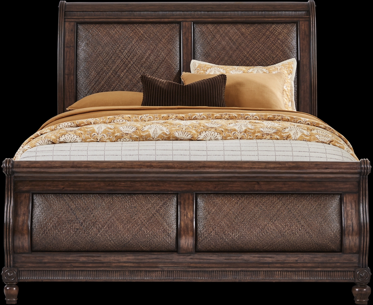 West Indies Brown 7 Pc Queen Sleigh Bedroom - Thumbnail - Image 3