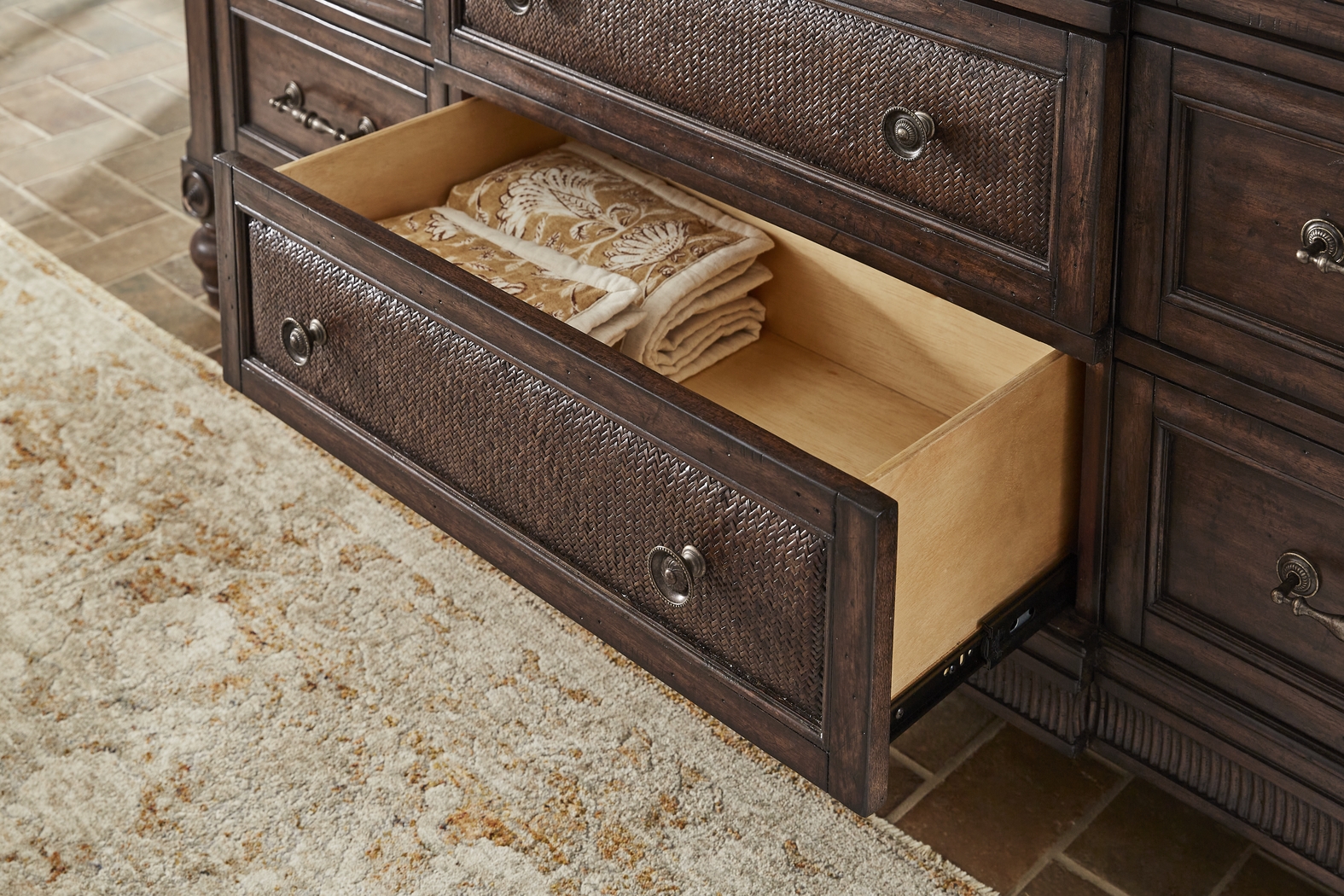 West Indies Brown 7 Pc King Panel Bedroom - Thumbnail - Image 8