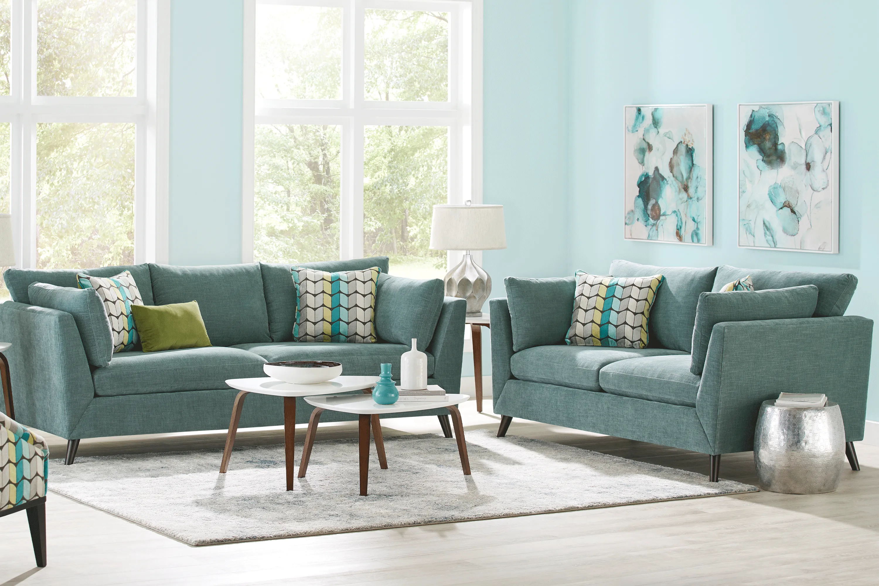 West Loft Teal 8 Pc Living Room - Thumbnail - Image 1