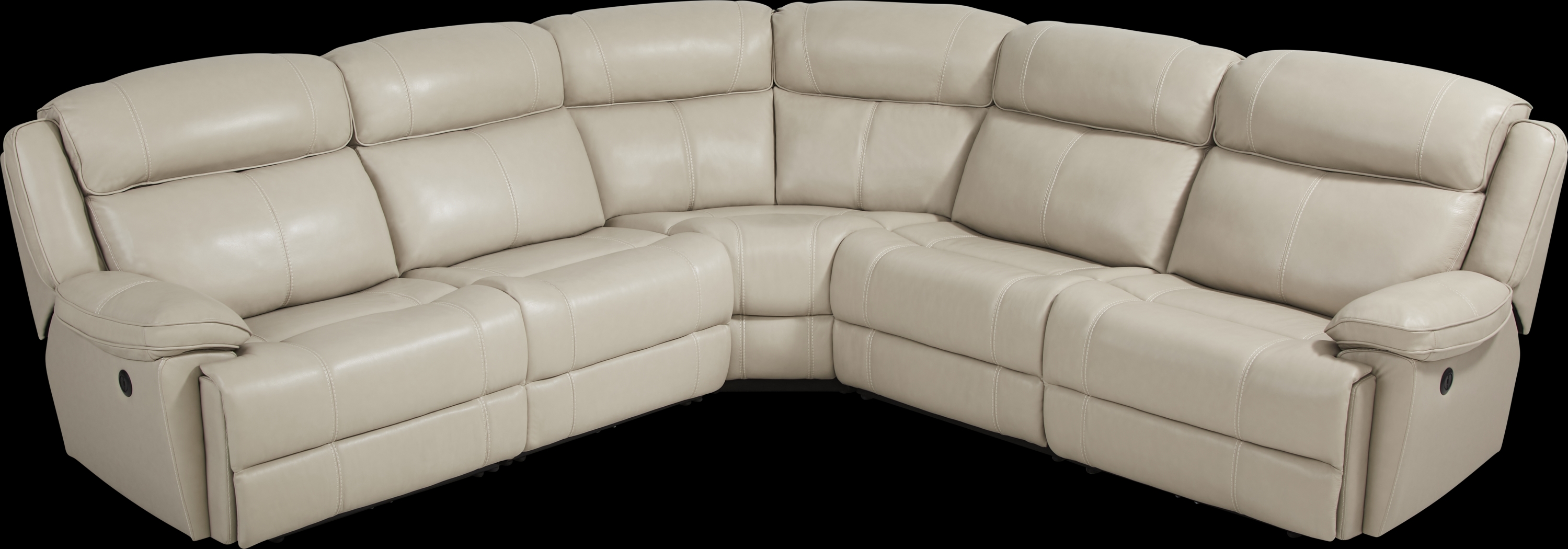 West Valley Beige Leather 5 Pc Power Reclining Sectional - Thumbnail - Image 3