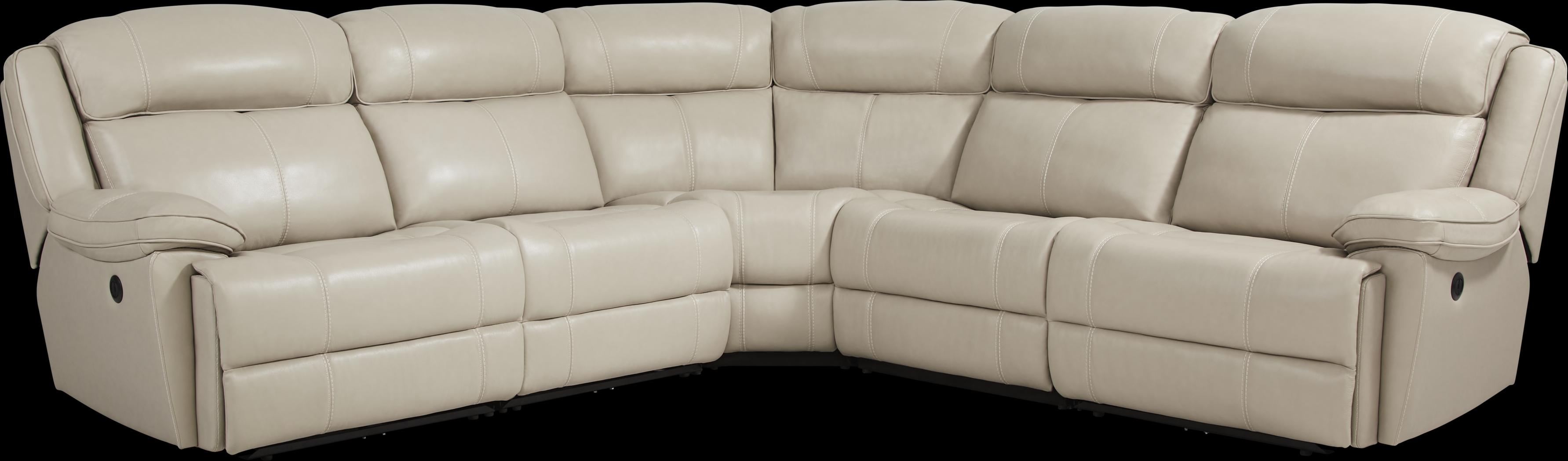 West Valley Beige Leather 5 Pc Power Reclining Sectional - Thumbnail - Image 1